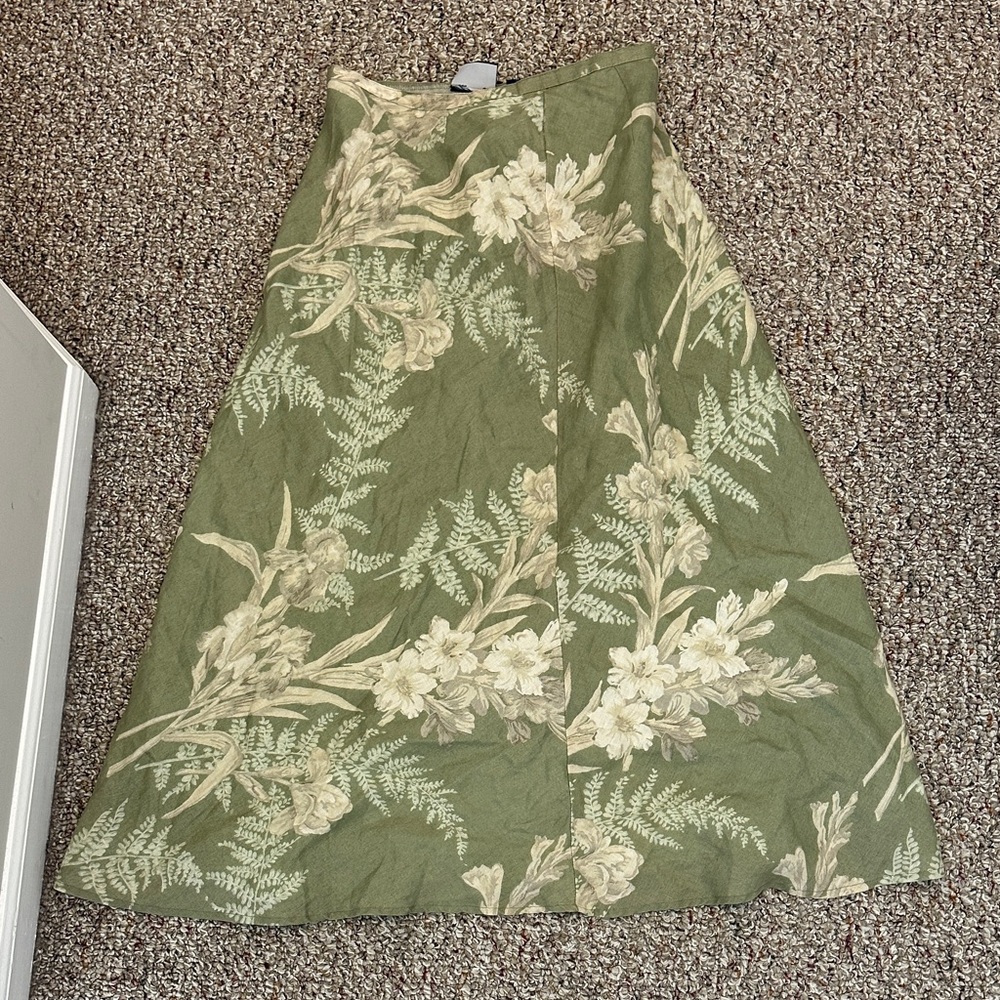 Vintage Green Floral Maxi/Midi Skirt